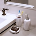 thumbnail image 5 of Evideco French Home Goods Diamond  White Modern Asian Zen Stoneware Bathroom Tumblers, 5 of 7