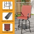 thumbnail image 3 of Memoryfield Outdoor Swivel Bar Stools Set of 2, Bar Height Patio Chairs with High Back & Armrests, Textilene Fabric Bar Stools for Patio, Deck, Backyard & Garden, Red, 3 of 8