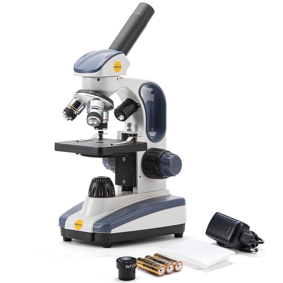 SWIFT Microscope Monoculaire Composite SW200DL avec Grossissement 40X-1000X, Double Lumière, Mise au Point Fine de Précision, Grand Champ 25X Oculaire et Capa Sans Fil