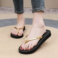 thumbnail image 4 of MIASHUI Tongs Slim pour Femme Sandales Légères Intérieur Extérieur Marche, Or, 7, 4 of 6