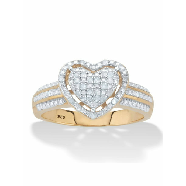 PalmBeach Jewelry - Round Diamond Floating Halo Heart Ring 1/7 TCW in ...