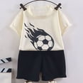 thumbnail image 5 of Letdown Toddler Boys Soccer Print Outfits Crew Neck Short Sleeve Tee Shirts and Solid Color Comfortable Shorts Activewear Two Piece Set Summer Clothes Outfits 3-12 Years Outdoor Wear, 5 of 5