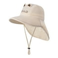 thumbnail image 3 of WUXIAN Baby Girls Sun Hats Upf 50+ Protection Hat Wide Brim Beach Hats With Adjustable Chin Strap Sun Caps,Beige,One Size, 3 of 6