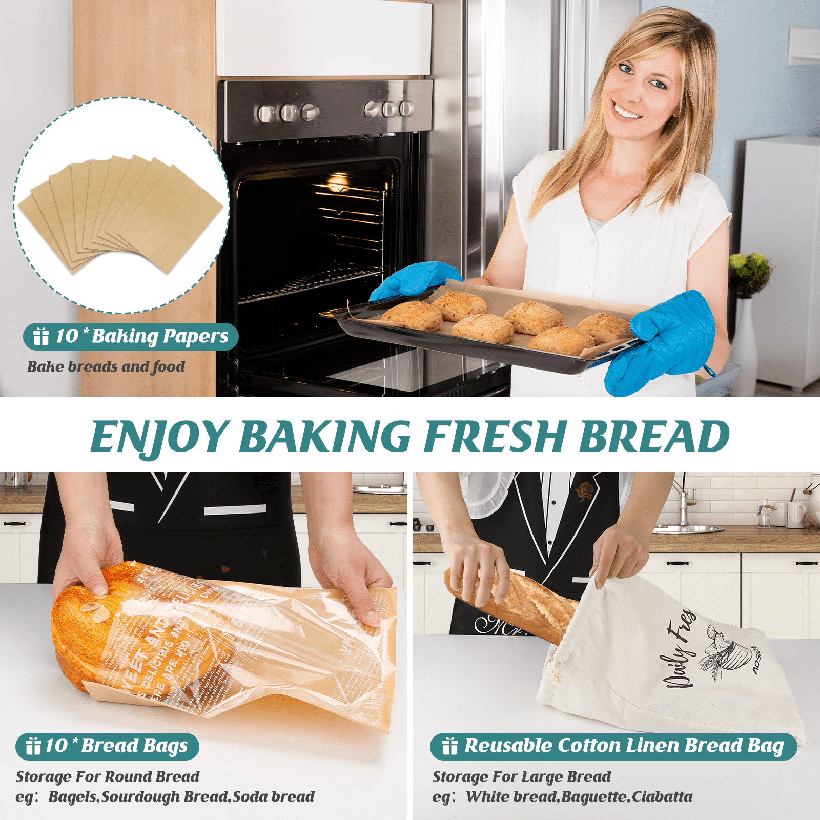 Banneton Bread Proofing Basket Set of 2,Sourdough Bread Kit,9" Round Basket,Bread Making Tools and Supplies,Include Linen Liner, Bread Bag, Danish Dough Whisk,Bread Lame,Bowl Scraper,Dough Scraper Kit
