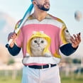 thumbnail image 5 of Hirioo A Funny Cat for Men's Baseball T-shirt Shirts Short Sleeve Casual Summer Button Stretch T Shirts,Size S-4XL-XX-Large, 5 of 7