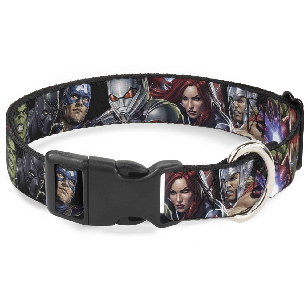 Marvel Comics Pet Collar, Dog Collar Plastic Buckle, Vivid Avengers