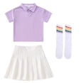 thumbnail image 4 of Odeerbi Niñas 3 Piezas Preppy Vestido Tenis Camisa de Golf y Falda Plisada Con Set de Uniforme de La Escuela de Las Medias, 4 of 9