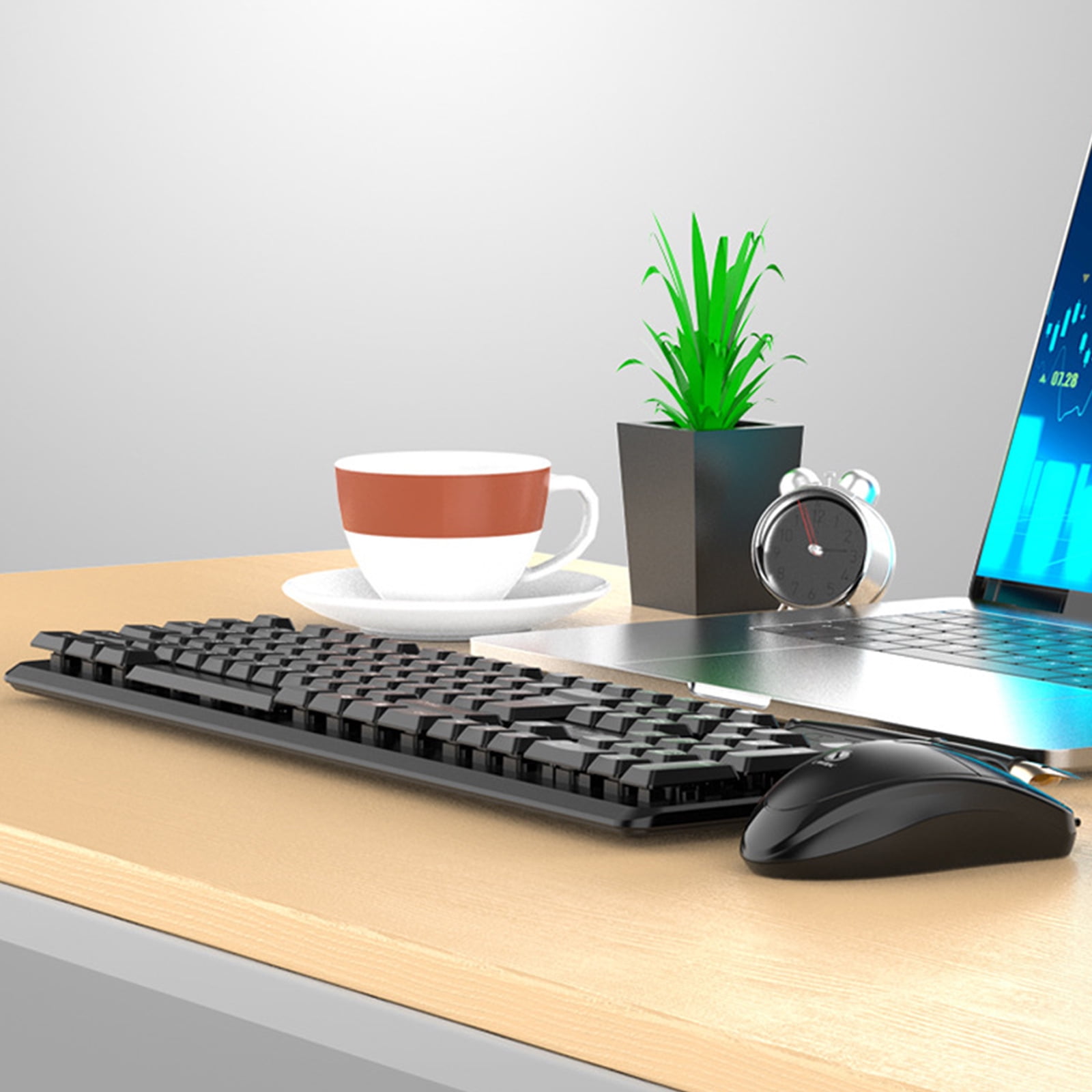 Full Sized Ergonomic Gaming Keyboard and Combo with Number Pad USB Corded Computer Keyboard For Home Office
