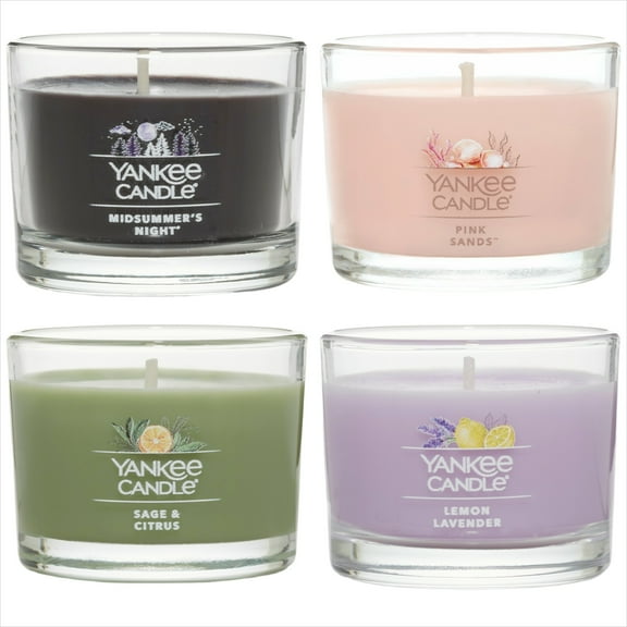 Yankee Candle Tropical Breeze 4-Wick Soy Wax Votive Candle with Multi-Scent, Multi-Color, 4 Count