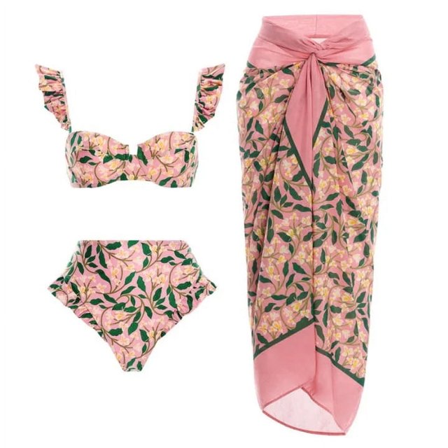 Generic 2025bikini New Mini Lotus Leaf Fresh Floral Beach Vacation Split Swimsuit Suit 2352