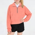 thumbnail image 2 of yardsong Thumb Hole Sweatshirts for Girls Half Zip Drop Shoulder Long Sleeve Cropped Pullover Trendy Preppy Sweatshirt with Pocket Pink,5 Years, 2 of 8