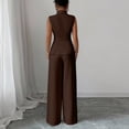 thumbnail image 4 of Stichou Suits 2 Piece Set for Women Sophisticated One Button Blazer Wide Leg Trousers Set Professional 2026 Office Work Casual Solid Outfits Coffee 2XL, 4 of 6