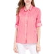 thumbnail image 5 of Camisas de mujer de manga larga con cuello de solapa y botones, con mangas enrollables, color rojo M, 5 of 7