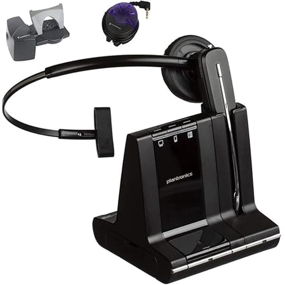 Restored Plantronics Savi W740 Wireless Office Headset System (Headset Lifter Busy Light) (Refurbished)