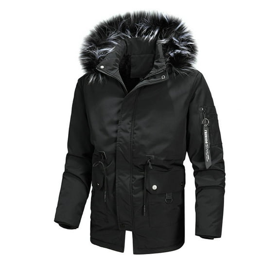 guisaled Men's Winter Parka Jacket Fuzzy Fleece Lined Thicken Warm Coat Waterproof Windbreaker Jackets wiht Removable Faux Fur Hood
