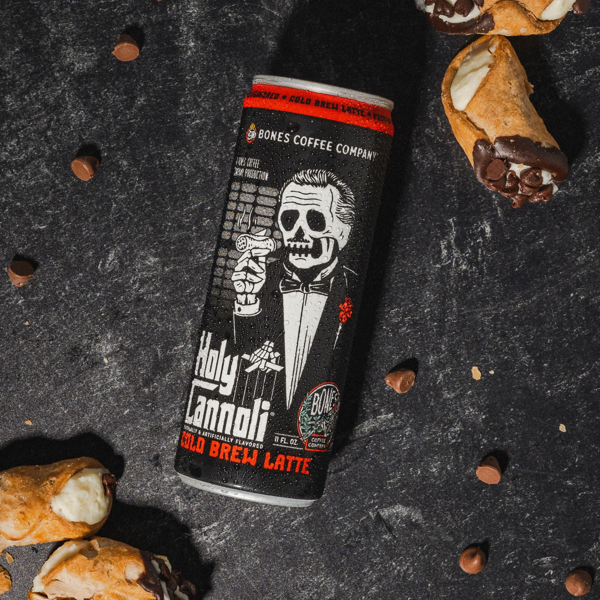 (2 pack) Bones Coffee Holy Cannoli Cold Brew Latte, Cannoli Flavored Ready-to-Drink Coffee with Cows Milk, 11 fl oz Can