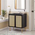 thumbnail image 2 of Modway Chaucer 30" Wood & Rattan Bathroom Vanity with Adjustable Shelf in Black, 2 of 16