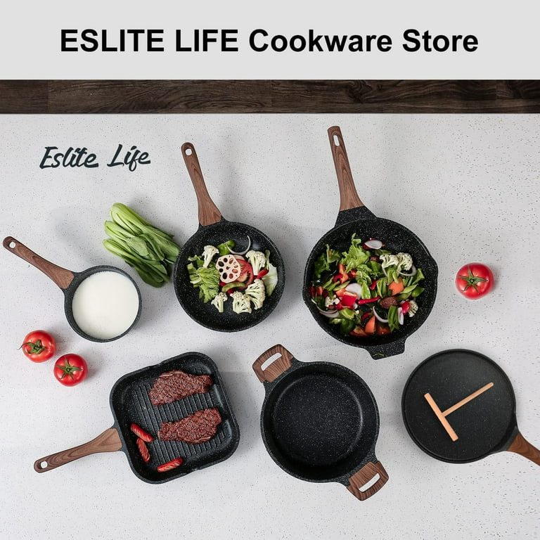 ESLITE LIFE 9.5 Inch Nonstick Crepe Pan with Spreader Induction Compatible,  PFOA