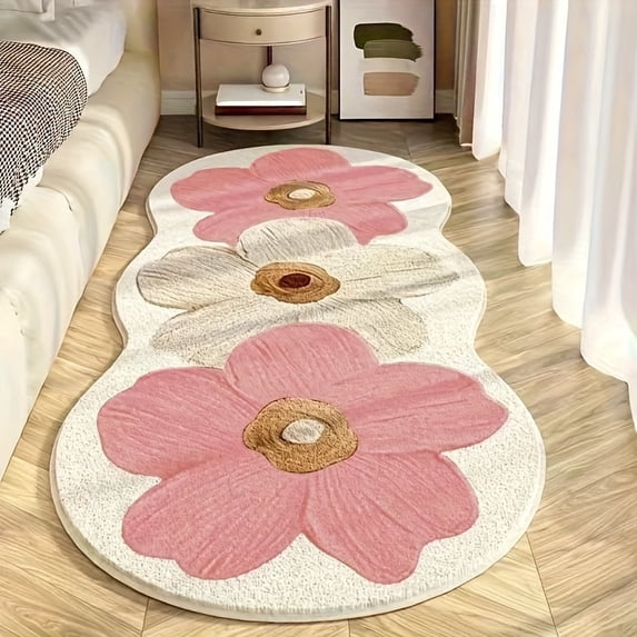 chaungfeng Floral Door Mat, Vintage Floral Print Floor Carpet Runner Washable Low-Pile Throw Rug for Kitchen, Hallway, Entryway, Laundry, Bedroom