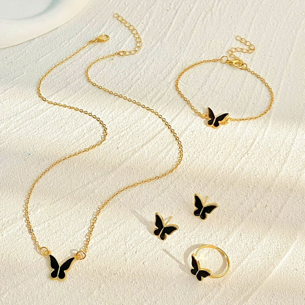 Pendientes De Mariposa Bohemios - Cristal Negro, Diseño Hueco, Minimalistas, Para Mujer