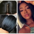 thumbnail image 3 of Synthetic Remy Indian Human Hair Lace Front Wig Short Straight Bob Full Wigs, 3 of 5