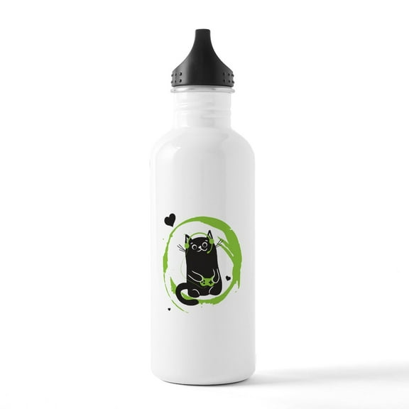 CafePress - Gamer Cat Water Bottle - Stainless Steel Water Bottle, Sports Bottle, 1.0L