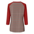 thumbnail image 5 of 3/4 Sleeve Tops for Women Raglan Contrast Crewneck Casual Shirts Three Quarter Length Loose Fit Summer Blouses Red XL, 5 of 5