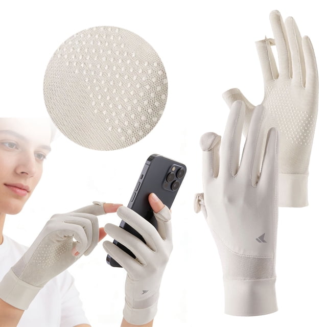 Gants de Soleil pour Femmes, Gants de Protection Solaire à Écran Tactile Glace pour Golf Course, Protection UV Gants de Refroidissement Tactile pour Golf, Protection Solaire Extérieure