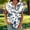 Blue, variant on Women's Trendy Loose Casual V-Neck Button Raglan Sleeve Short Sleeve T-Shirt - Feather Print Casual Blouse Green M