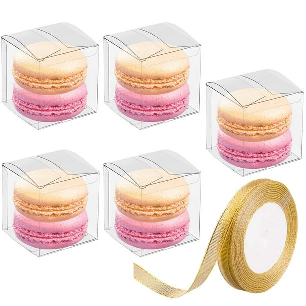 Joersh Cajas Transparentes De 2X2X2 Pulgadas Para Regalos Con Cintas De Regalo, 60 Unidades, Cubos Pequeños Transparentes, Cajas De Recuerdos Para Bodas, Baby Shower, Fiestas De Cumpleaños, Miniregalo