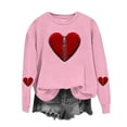 thumbnail image 4 of YueHuiYing Women's Oversized Hoodless Sweatshirt with Heart-Shaped Letter Print Round Neck Long Sleeves - Valentine's Day Fashionable Casual Comfort Top, 4 of 6
