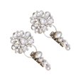 thumbnail image 2 of Transemion Luxury Metal Alloy Rhinestones Duckbill Button Suede Coat Fur Silver Accessory, 2 of 5