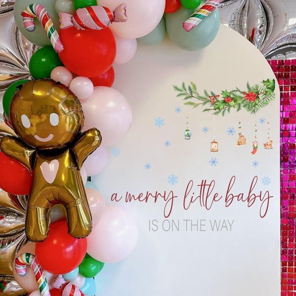 Adhesivo de pared con la leyenda «Un feliz bebé está en camino de Navidad»