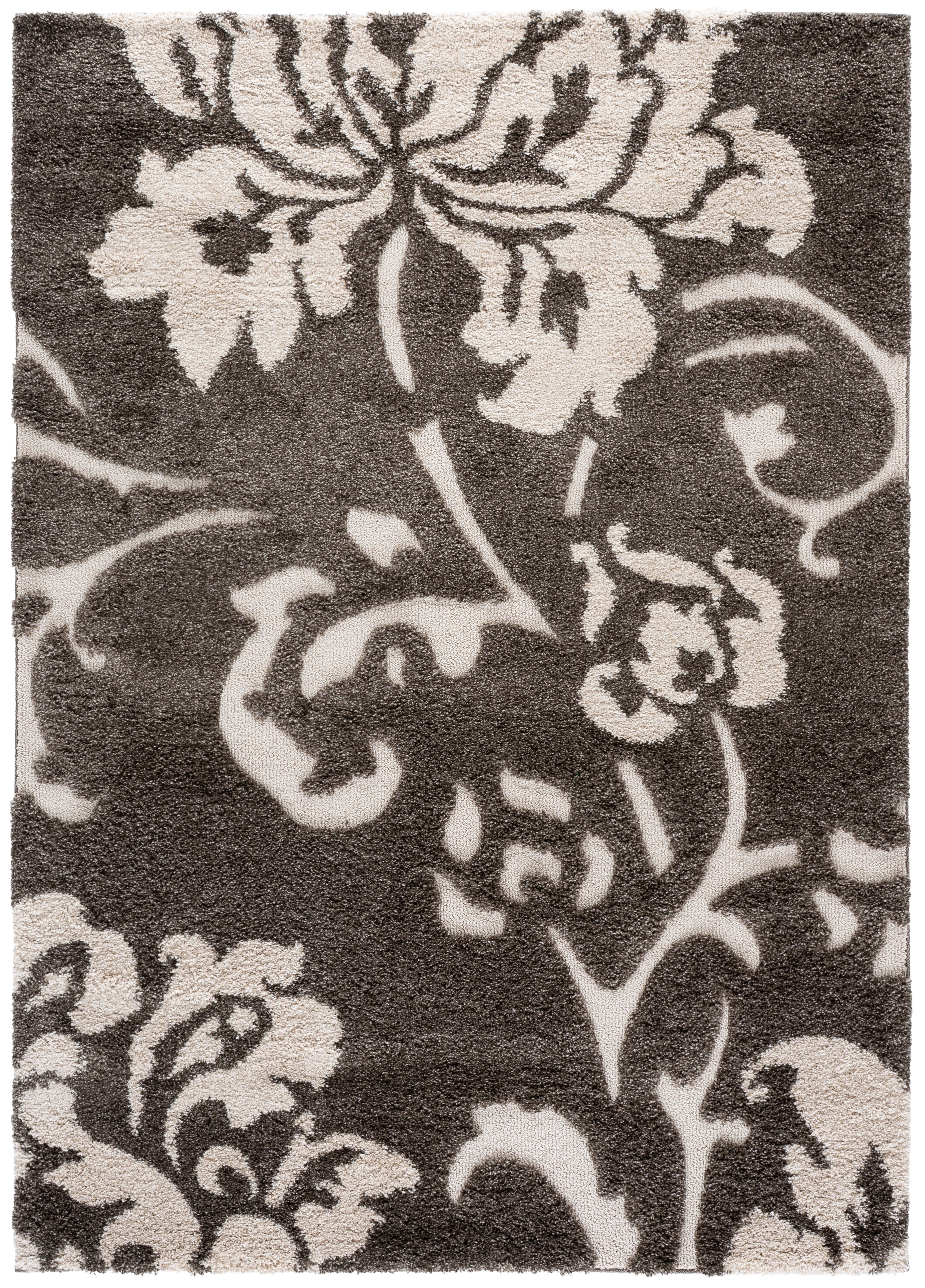 Safavieh Florida Merrick Geometric Shag Area Rug, Smoke/Beige, 6' x 8'