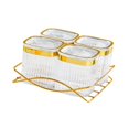 thumbnail image 1 of Bandeja de servicio dividida con tapa decorativa decorativa Pantalla de comida de plato fácil de transportar para bocadillos para nueces pasteles de 4 tazón transparente, 1 of 8