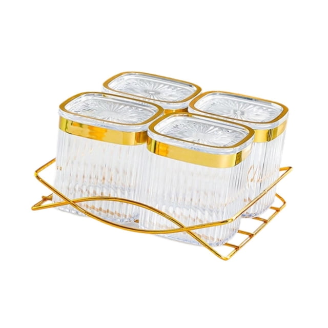 Bandeja de servicio dividida con tapa decorativa decorativa Pantalla de comida de plato fácil de transportar para bocadillos para nueces pasteles de 4 tazón transparente