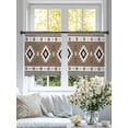 thumbnail image 4 of Brown Boho Semi Sheer Window Curtains 45 Inches Long, Farmhouse Aztec Southwest Ethnic Geometric Rod Pocket Voile Silky Chiffon Curtain Light Filtering Drapes for Living Room, 52"x45", 2 Panels, 4 of 9