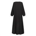 thumbnail image 4 of Uhndy Women's Casual V Neck Long Sleeve Solid Color Loose Lace Kaftan Dress, Women's Long Sleeve Loose Plus Size Dress, 4 of 5
