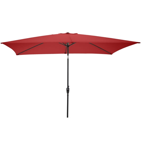 Pure Garden 10’ Rectangular Patio Umbrella with Push Button Tilt, Red