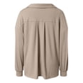 thumbnail image 7 of vigerkar Womens Oversized Deep V Neck Sweatshirts Casual Collared Long Sleeve Ribbed Knit Pullover Tops (Khaki, M), 7 of 7