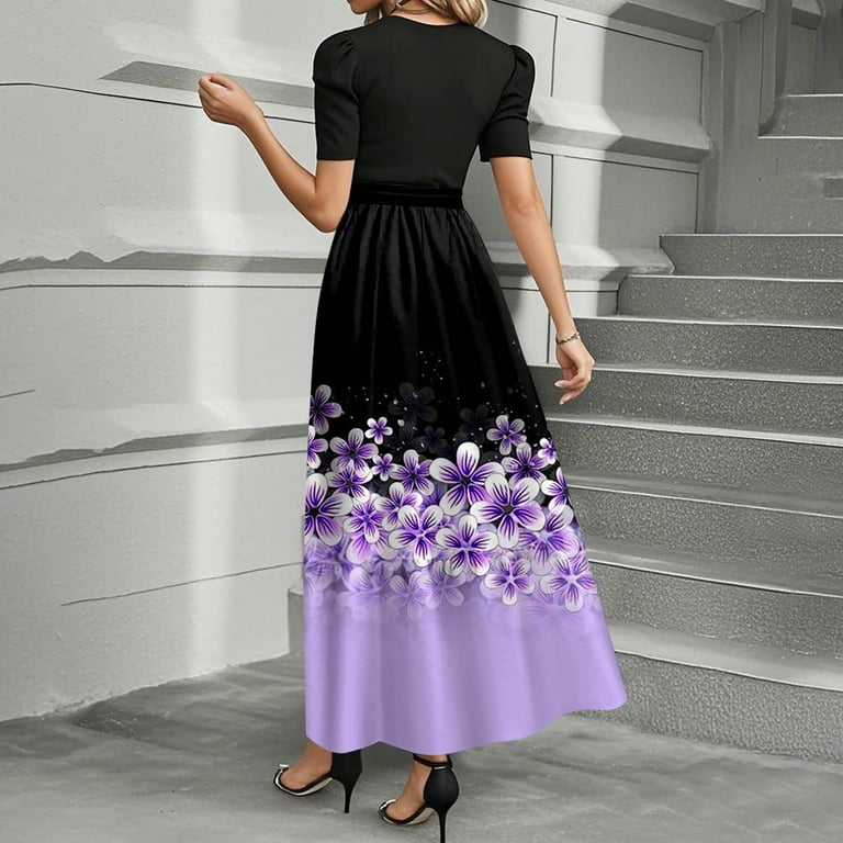 UoCefik Dresses For Women 2025 Wedding Guest Flowy Floral Print