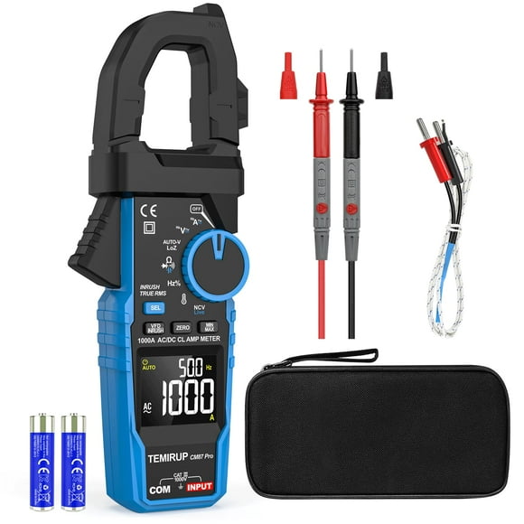 Inrush Digital Clamp Meter Multimeter - TEMIRUP T-RMS 6000 Counts 1000A Amp Voltage Tester with VFD, LOZ, Measures NCV, AC/DC Voltage Current, Continuity Capacitance Fre