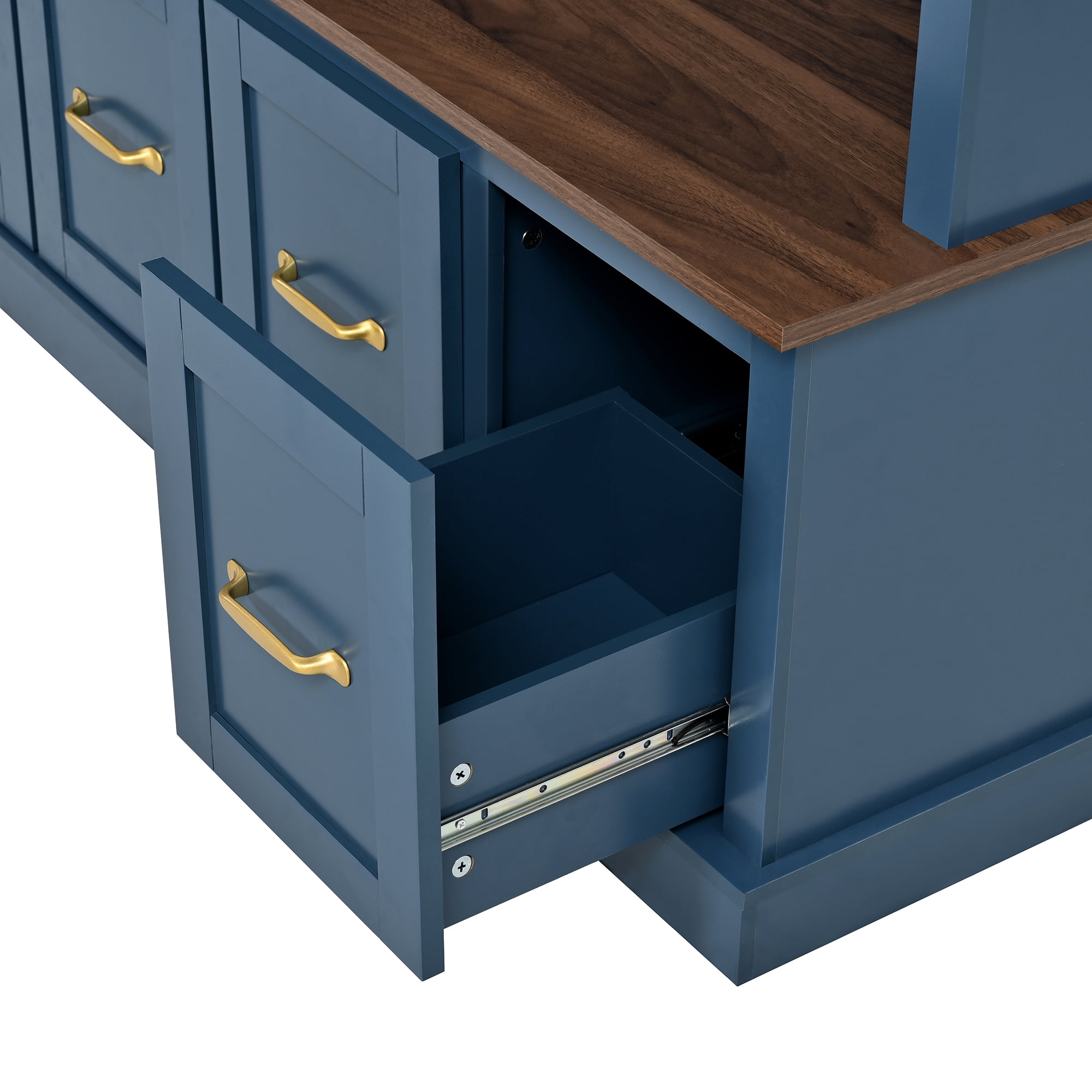HOQBN 79"H Entryway Hall Tree with 5 Coat Hooks,Shoe Bench & 5 Drawer Storage Cabinet, All-in-One Storage Organizer Coat Rack for Hallway, Living Room,Blue
