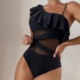 thumbnail image 3 of Lopeceal Women Ruffles Flounce One Piece Swimsuit Sexy Deep V Neck Plunge Bathing Suit Monokini with Belt, 3 of 8