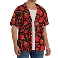 thumbnail image 4 of Vsdgher Tomatoes And Chili Print Men's Wrinkle Free Untucked Cuban Shirt Business Casual Button Down Shirts Short Sleeve Shirt, 4 of 7