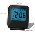 thumbnail image 2 of Reloj despertador digital de viaje de sobremesa plegable portátil con calendario de temperatura Fecha Semana Negro, 2 of 9