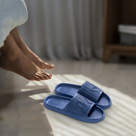 

Dpityserensio Women s Mens Solid Color Slippers Super Soft Breathable Anti-Slip Bedroom Home Slippers Sandals for Women Blue 41