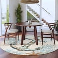 thumbnail image 3 of Round Rugs 8Ft, Blue Anchor Coastal Round Area Rug Washable Indoor Throw Carpet, Nautical Summer Beach Starfish Snowflake Large Non Slip Circle Rug for Kids Room RV Home Decor Aesthetic, 3 of 8