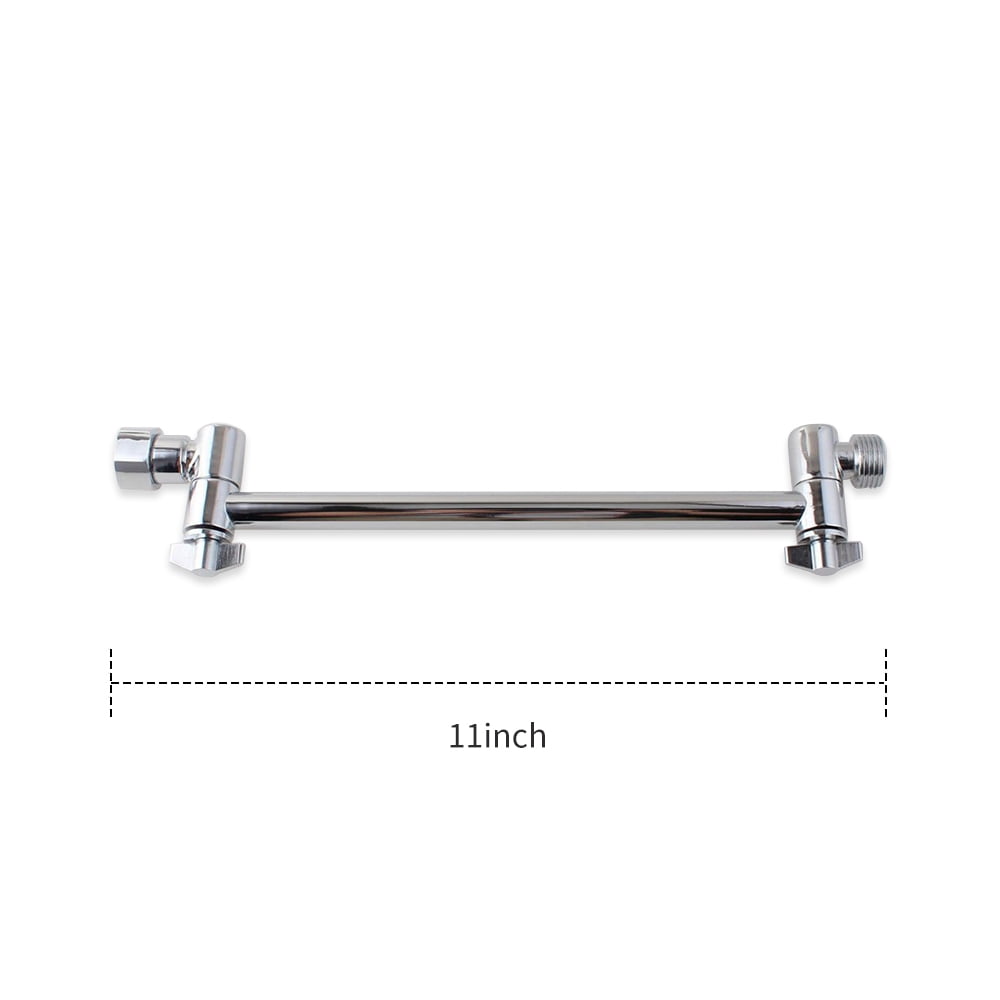 YAHHU 11 Inch Adjustable Shower Arm Extension Solid Brass Wall Mount Bath Fixture for Rainfall and Handheld Showerheads Polished Chrome (11 in / 27.9 cm)