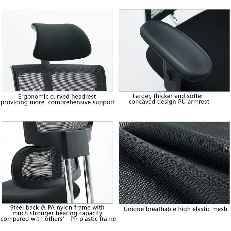 Ticova Ergonomic Office Chair - High Back Desk Chair with Adjustable Lumbar  Support & 3D Metal Armrest - 130°Reclining & Rocking Mesh Computer Chair  with Thick Seat Cushion & Rotatable Headrest 